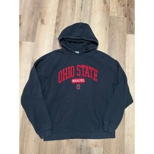 Ohio State Buckeyes J America Black Embroidered Hoodie Sweatshirt Mens